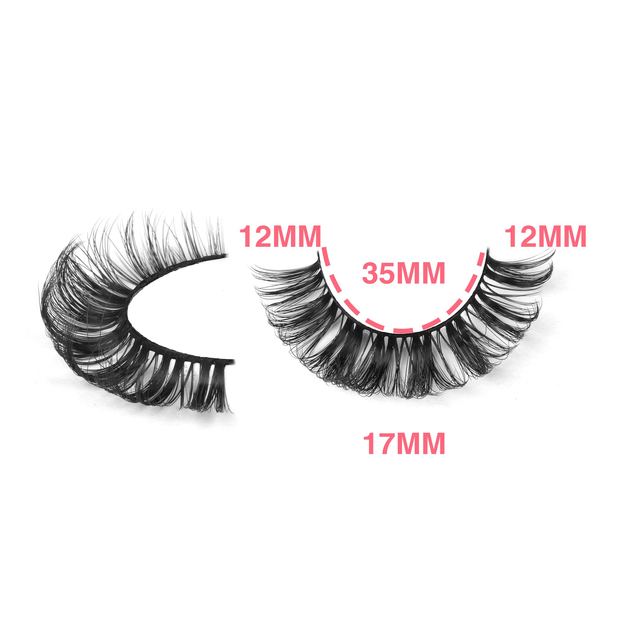 wiwoseo False Eyelashes Russian Strip Lashes Faux Mink Lashes Wispy Fluffy 17MM Fake Eyelashes 10 Pairs Pack