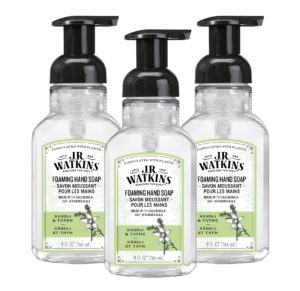 j.r. watkins foaming hand soap with pump dispenser, moisturizing foam hand wash, all natural, alcohol-free, cruelty-free, usa made, neroli & thyme, 9 fl oz, 3 pack