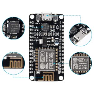 Alinan 4pcs ESP8266 NodeMCU CP2102 ESP-12E Internet WiFi Development Board Open Source Serial Wireless Module for Arduino IDE/Micropython (ESP-12E)