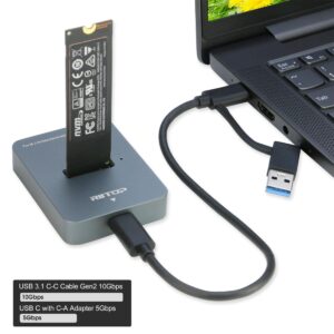 RIITOP M.2 to USB Docking Station, NVMe to USB-C Reader Adapter for Both M.2 (M Key) NVMe SSD and (B+M Key) SATA-Based SSD Enclosure