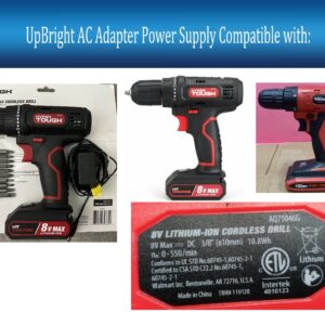 UpBright 9V AC/DC Adapter Compatible with Hyper Tough AQ75072G AQ75046G 8-Volt Cordless Drill 8V Lithium Ion Li-Ion Screwdriver EOBAR Power EBS0075C-0900500AUA HT HT06-0900500U Supply Battery Charger