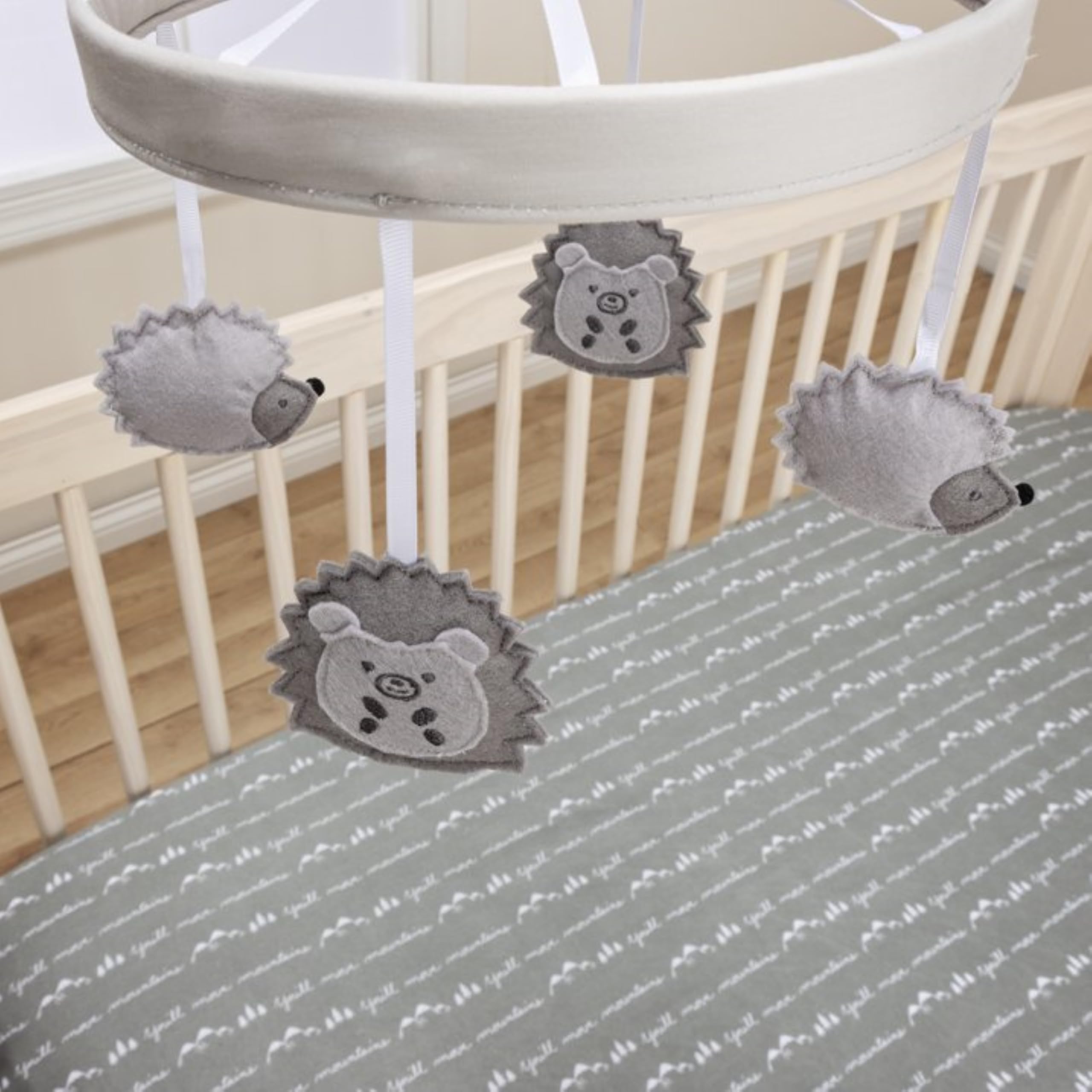 Sammy & Lou Hedgehog Baby Crib Mobile with Music, Crib Mobile Arm Fits Standard Crib Rail