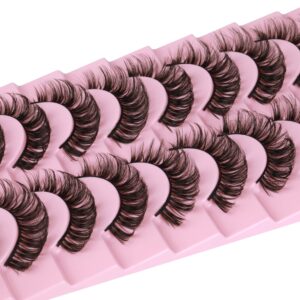 wiwoseo false eyelashes russian strip lashes faux mink lashes wispy fluffy 17mm fake eyelashes 10 pairs pack