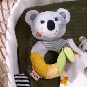 HABA Koala Soft Plush Rattle Ring - Machine Washable Baby Toy