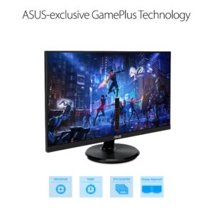 ASUS 27” 1080P Monitor (VA27DCP) - Full HD, IPS, 75Hz, USB-C 65W Power Delivery, Speakers, Adaptive-Sync/FreeSync, Eye Care, Low Blue Light, Flicker Free, VESA Mountable, Frameless, HDMI (Renewed)