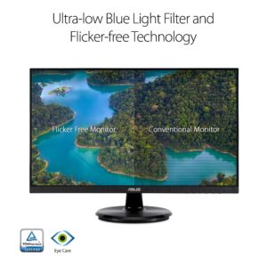 ASUS 27” 1080P Monitor (VA27DCP) - Full HD, IPS, 75Hz, USB-C 65W Power Delivery, Speakers, Adaptive-Sync/FreeSync, Eye Care, Low Blue Light, Flicker Free, VESA Mountable, Frameless, HDMI (Renewed)