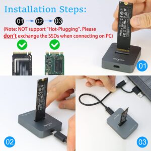 RIITOP M.2 to USB Docking Station, NVMe to USB-C Reader Adapter for Both M.2 (M Key) NVMe SSD and (B+M Key) SATA-Based SSD Enclosure