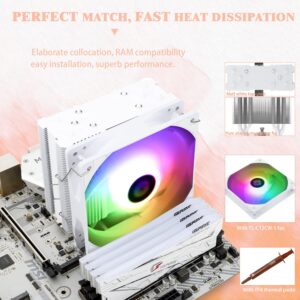 Thermalright Assassin King 120 SE White ARGB CPU Air Cooler, AK120 SE White ARB, 5 Heatpipes, TL-C12CW-S PWM Quiet Fan CPU Cooler with S-FDB Bearing, for AMD AM4/AM5/Intel LGA1700/1150/1151/1200