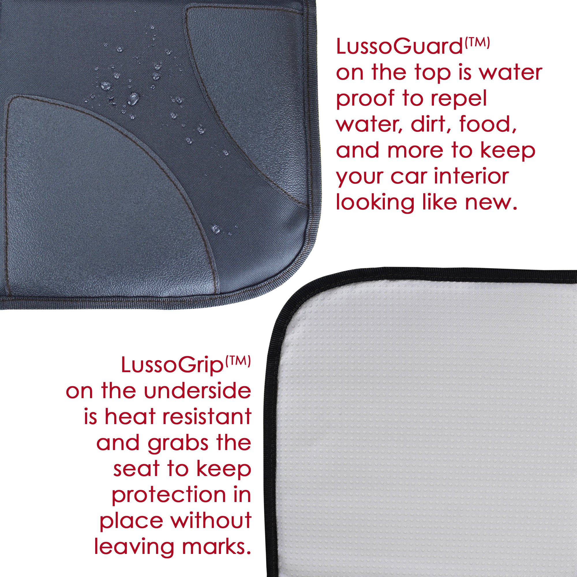 Lusso Gear Car Seat Protector (Black) + Two Pack of Heavy Duty Kick Mats (Black), Waterproof, Protects Fabric or Leather Seats, Premium Oxford Fabric, Travel Essentials