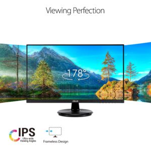 ASUS 27” 1080P Monitor (VA27DCP) - Full HD, IPS, 75Hz, USB-C 65W Power Delivery, Speakers, Adaptive-Sync/FreeSync, Eye Care, Low Blue Light, Flicker Free, VESA Mountable, Frameless, HDMI (Renewed)