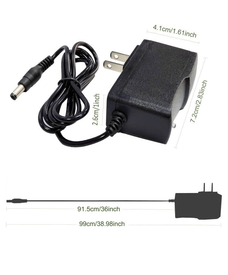 6Volt 2Amp Power Supply Adapter DC 6V Power Cord 100-240V AC to DC Converter 6 Volt 2A 2000mA Power Adapter with 5.5mm x 2.5mm Tip 6V2A Wall Adapter AC/DC Transformer