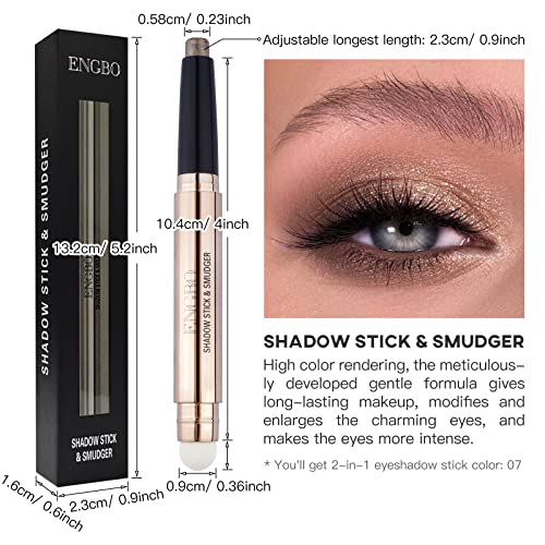 LOKFAR Eye-Shadow Stick Makeup Cosmetics Eye Brightener Stick, Rotatable Cream Eye Shadow Pencil, Glitter Shimmer Eyeshadow Stick with Soft Brush for Eye Makeup (07# Cocoa Shimmer)