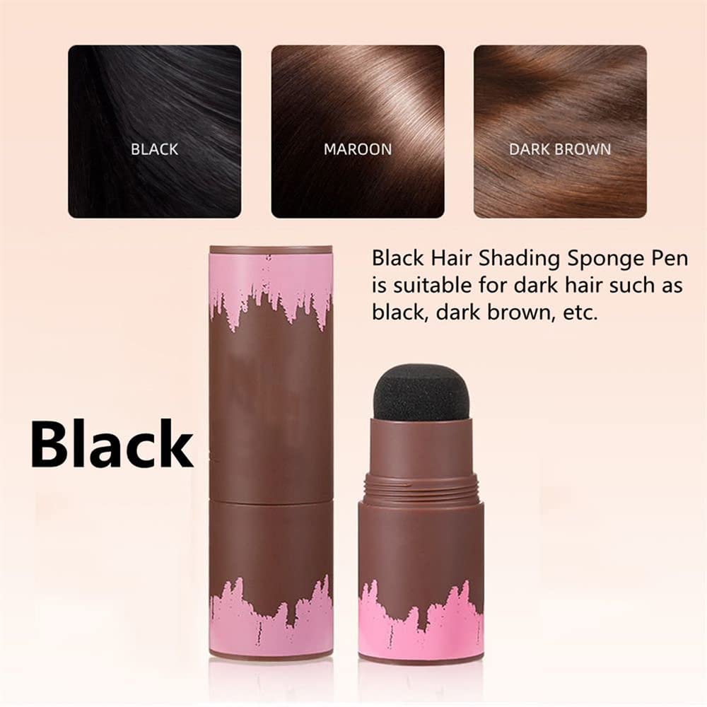 2PCS Hair Shadow Powder Stick, Waterproof Root Touch Up and Shading Sponge Pen for Covering Gray Hair, Thin Hair Areas (Black)