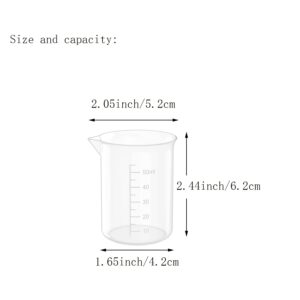 1.7 Oz Transparent Lab Measuring Cup, 50ml Plastic Beaker Cups, for Science Experiment, Liquid Measuring, 12 Pcs