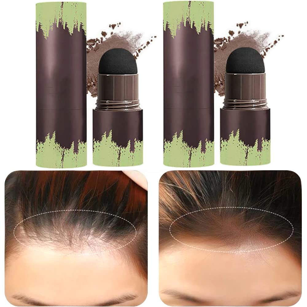 Hairline Powder Stick, Hair Shadow Filler Pen for Root Touch Up, Waterproof Cover Gray and Thin Hair (Dark Brown)