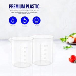 1.7 Oz Transparent Lab Measuring Cup, 50ml Plastic Beaker Cups, for Science Experiment, Liquid Measuring, 12 Pcs