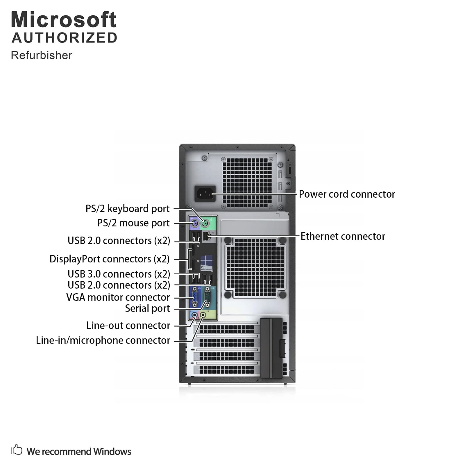 Dell OptiPlex XE2 Tower Desktop Computer PC, Intel Quad Core i5-4570S up to 3.6GHz, 32G DDR3, 256G SSD+2T, DVD, WiFi, BT, 4K Support, DP, VGA, Windows 10 Pro 64 English/Spanish/French (Renewed)