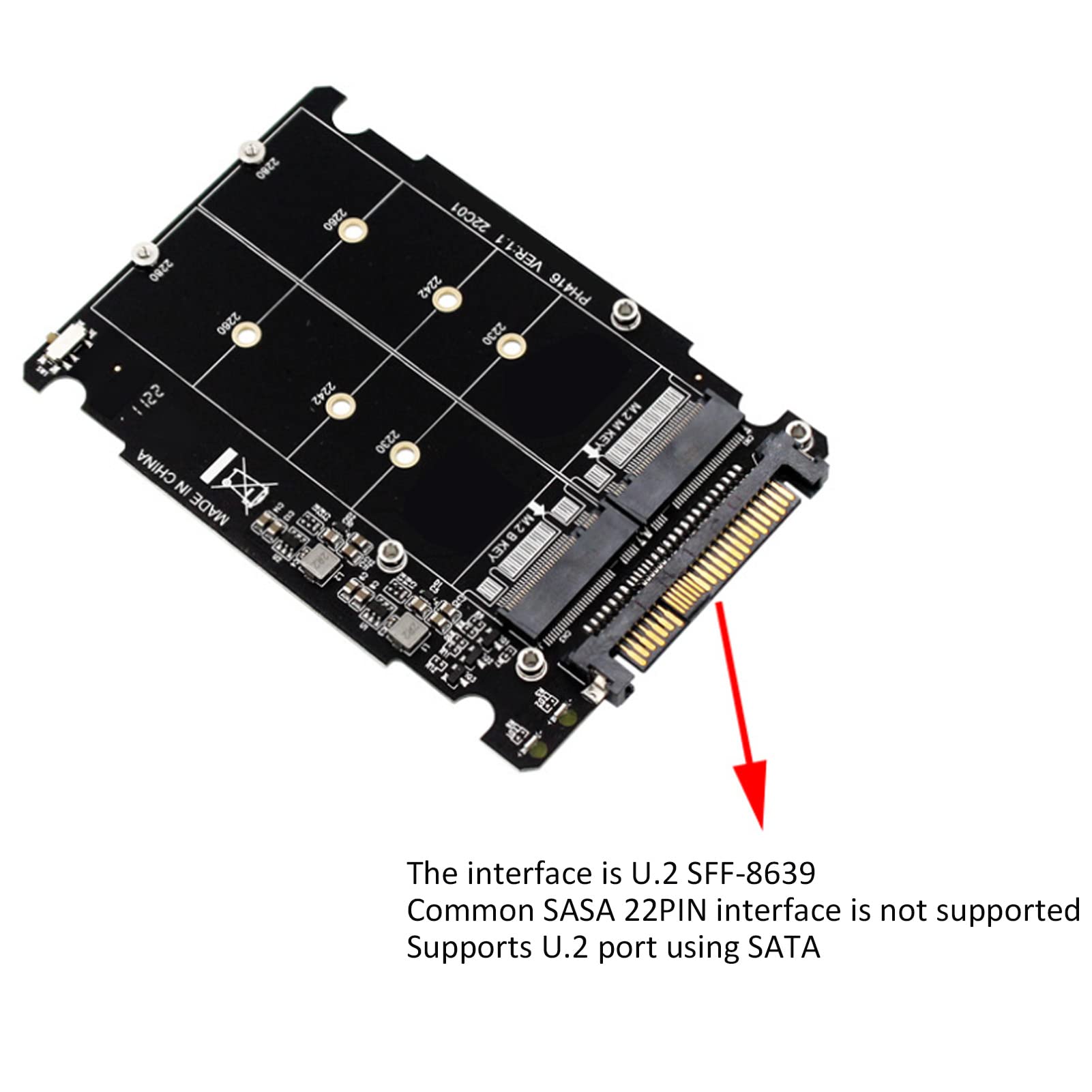 M Key to M.2 NVME SSD Enclosure, 2.5 inch SSD Hard Disk Box, M.2 NVMe PCIE 4.0 x 4 SATA 6G U.2 SFF8639, Easy to Installation.(PH416BOX 1PCS)