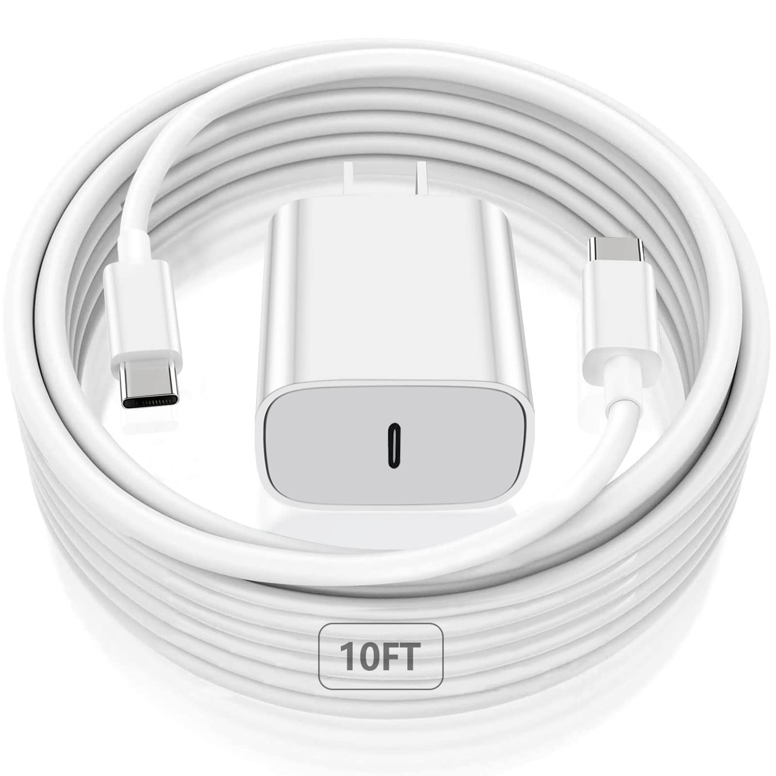 iPad Pro Charger,20W USB C Fast Charger with 10FT Long Fast Charging Cord for iPad Pro 12.9 5th/4th/3rd,11 inch 3rd/2nd/1st,iPad Air 5th/4th Generation,iPad Mini 6th,iPad 10th,iPhone 15 Pro Max/Plus