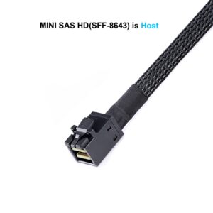 ADCAUDX Mini-SAS to SAS-Cable: 0.5M SFF-8643 to SAS SFF-8643 to SFF-8482 Connector 4X SAS SFF-8482 with SATA Power Adapter Cable (1.6FT)