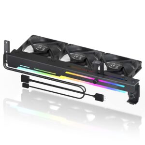 AsiaHorse Graphics Card Cooler with ARGB 5V 3Pin LED and Three 80mm Fans, RGB LED Graphics Card Holder, GPU Cooler Easy Installation-Black