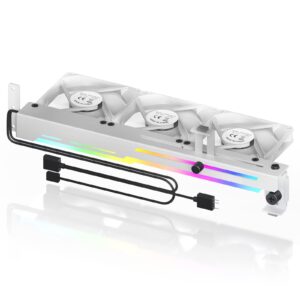 AsiaHorse Graphics Card Cooler with ARGB 5V 3Pin LED and Three 80mm Fans, RGB LED Graphics Card Holder, GPU Cooler Easy Installation-White