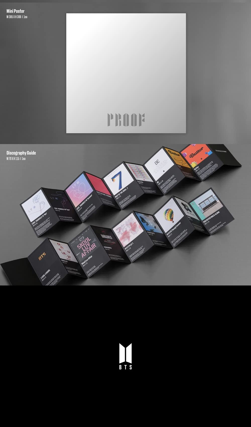 Dreamus BTS BANGTAN BOYS - Proof Compact Edition [BTS Anthology Album] 3CD+Extra Photocards Set, Black, 154 x 153 x 15 mm (BHE0117)