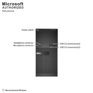 Dell OptiPlex XE2 Tower Desktop Computer PC, Intel Quad Core i5-4570S up to 3.6GHz, 32G DDR3, 256G SSD+2T, DVD, WiFi, BT, 4K Support, DP, VGA, Windows 10 Pro 64 English/Spanish/French (Renewed)