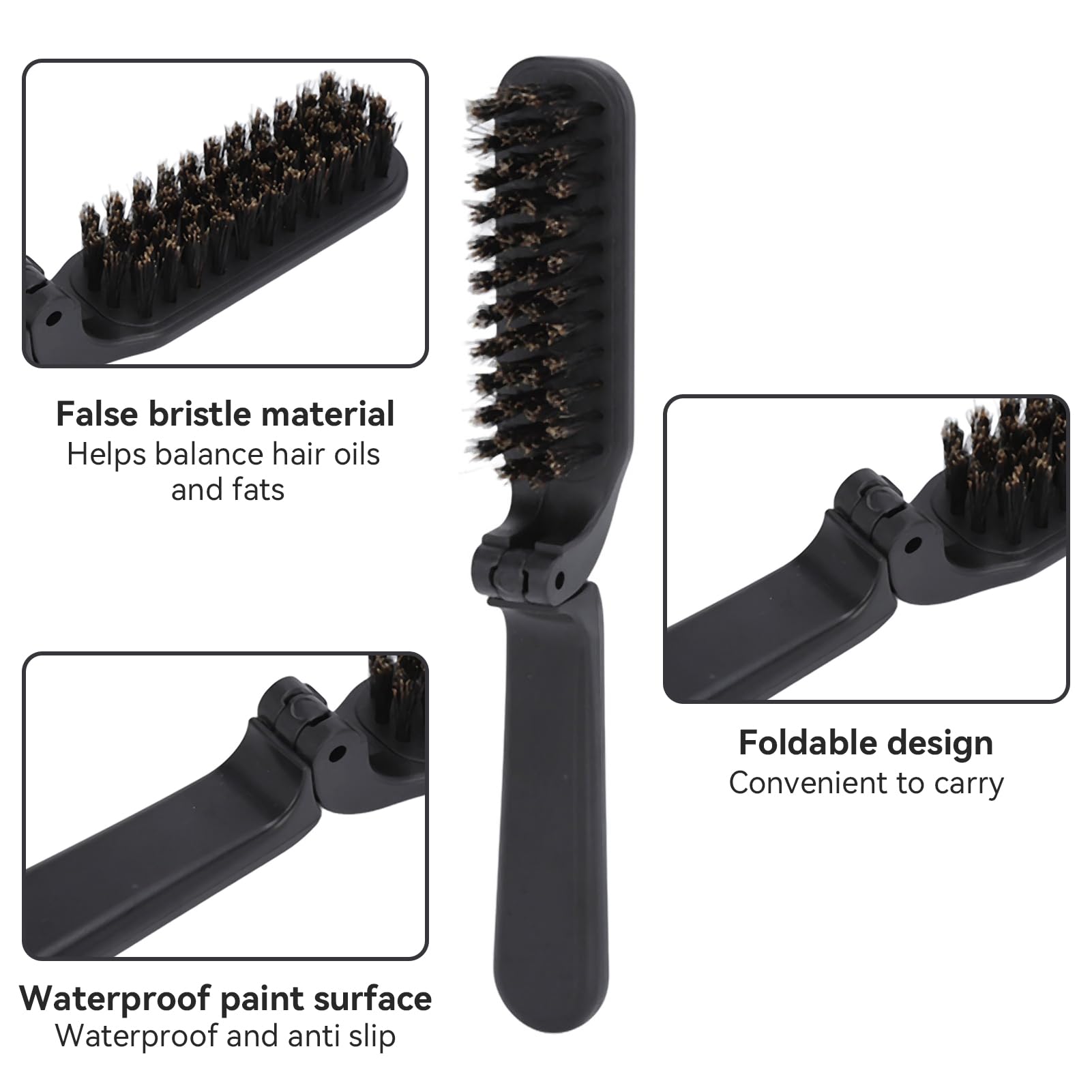 Foldable Beard Brush, Waterproof Soft Bristles Beard Styling Comb Men Mustache Grooming Brush for Household Outdoor Travel