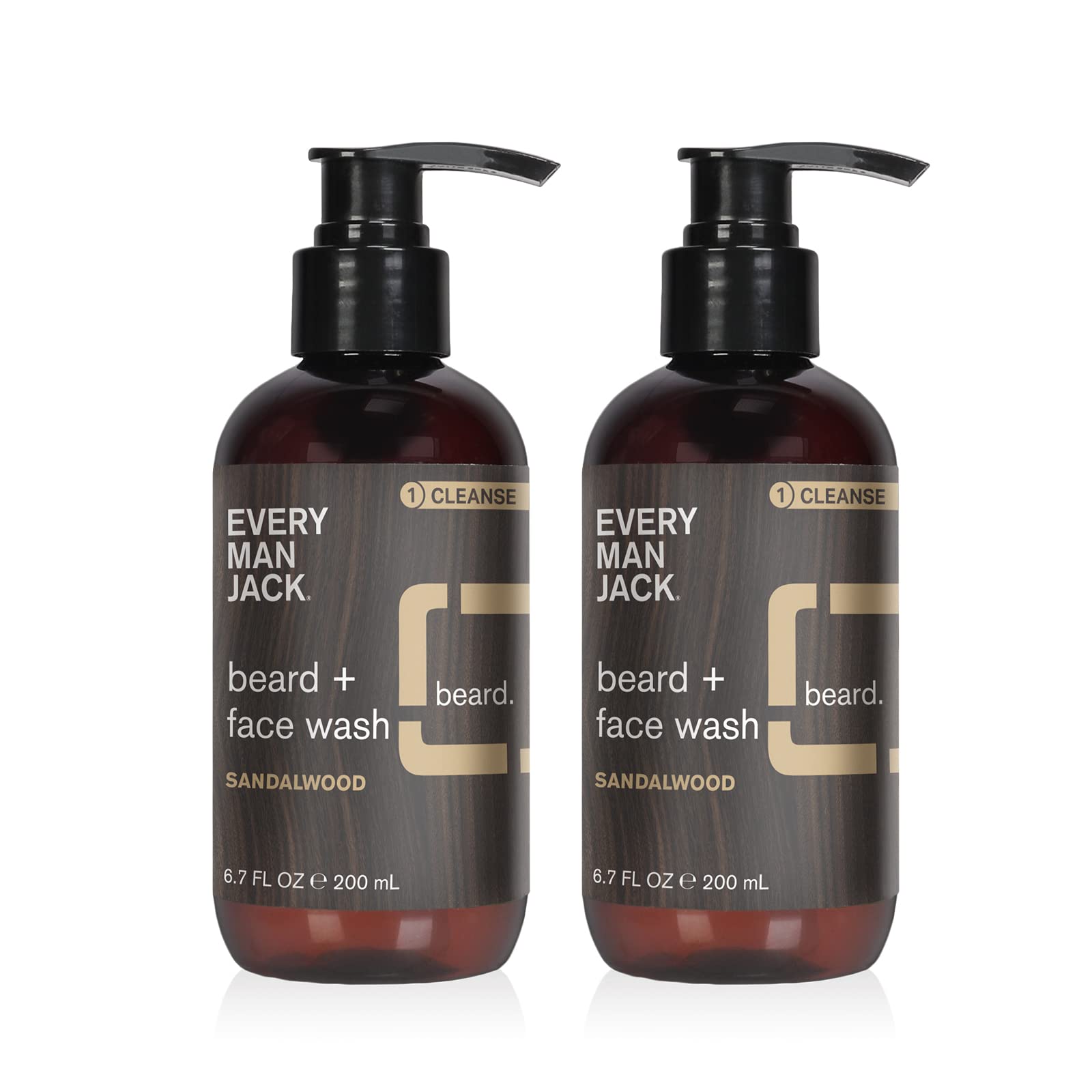 Every Man Jack Men’s Beard Wash + Beard Lotion Set - Cleanses, Conditions, and Styles All Beard Types with Clean Ingredients and a Sandalwood Scent - Beard Wash Twin Pack + Beard Lotion Twin Pack