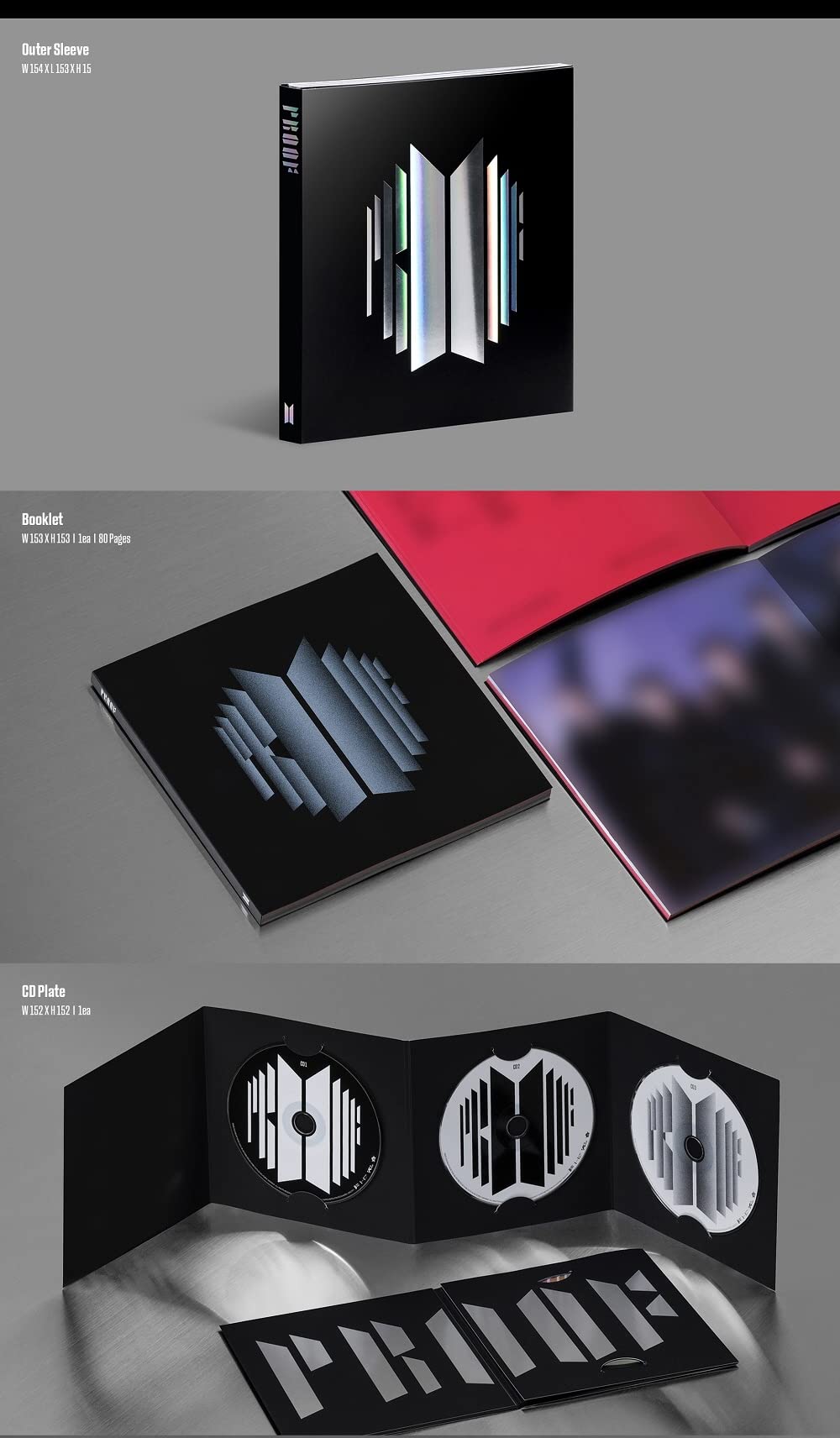 Dreamus BTS BANGTAN BOYS - Proof Compact Edition [BTS Anthology Album] 3CD+Extra Photocards Set, Black, 154 x 153 x 15 mm (BHE0117)