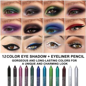 6Pcs White Silver Black Brown Shimmer Glitter Gel Eyeliner Eye Pencil Pen Set,Shimmer Glitter Eye Liner Shadow Pencils colorful Kit delineadores de colores para ojos,delineador punta plumon negro