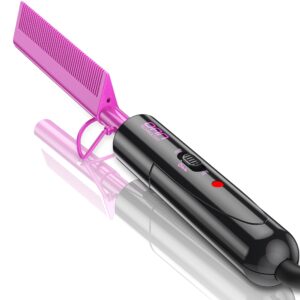 dan technology dual voltage ceramic pressing comb - 450°f fast heating mini straightener for lace front wigs and black women's hair