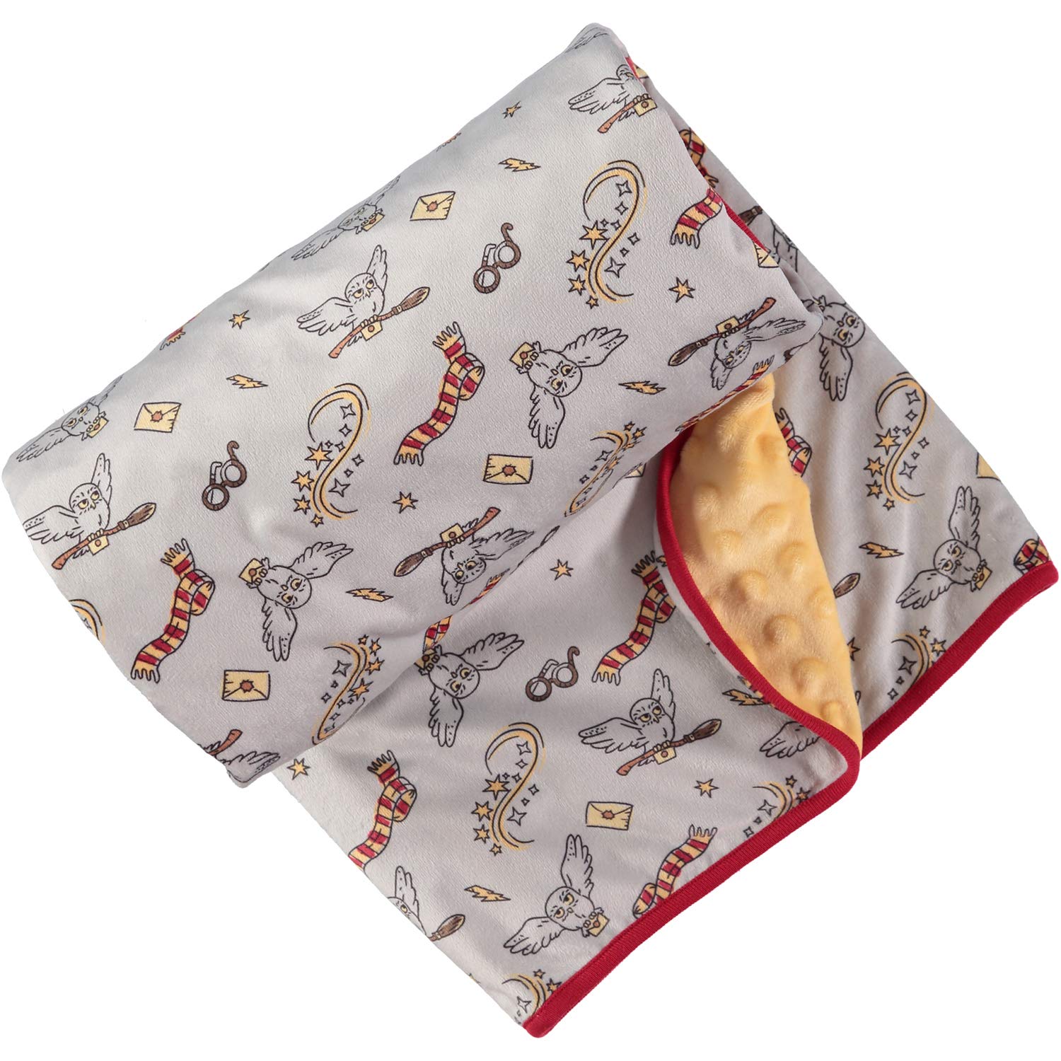 Harry Potter Baby Boys Blanket, Hat, and Socks Set Baby Plush Polar Fleece Blanket 35x35 Baby Gifts (Red/Yellow/Grey, 0-12 Months)