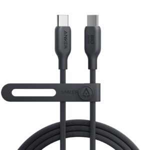 Anker 543 USB C to USB C Cable (240W 6ft), USB 2.0 Bio-Based Charging Cable for MacBook Pro 2020, iPad Pro 2020, iPad Air 4, Samsung Galaxy Samsung Galaxy S23+/S23 Ultra/S22 Ultra (Phantom Black)