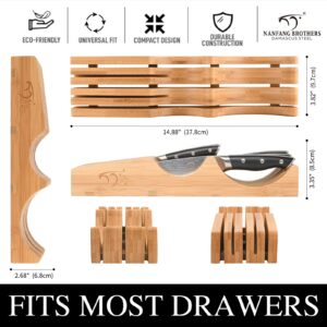 NANFANG BROTHERS Kitchen Knife Set, 6 Pieces Damascus Knife Block Sets with Bamboo Knives Drawer Organizer, Perfect for Home and Chefs, Premium Knife Holder, Gift for Christmas and Housewarming