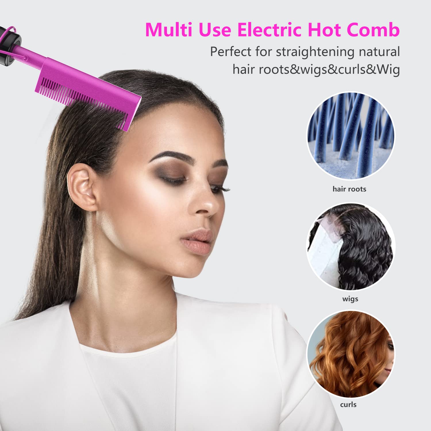 DAN Technology Dual Voltage Ceramic Pressing Comb - 450°F Fast Heating Mini Straightener for Lace Front Wigs and Black Women's Hair