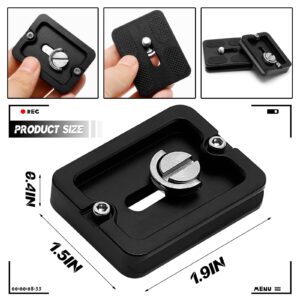 Junwapy 2 Pieces PU-50 50mm Universal Quick Release Plate with 1/4 Inch Screw, Black Metal Tripod Mount Plate Fits Standard for Camera Tripod Ball Head