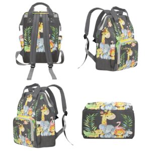 Jungle Animals Cute Personalized Diaper Backpack with Name,Custom Travel DayPack for Nappy Mommy Nursing Baby Bag One Size Design8