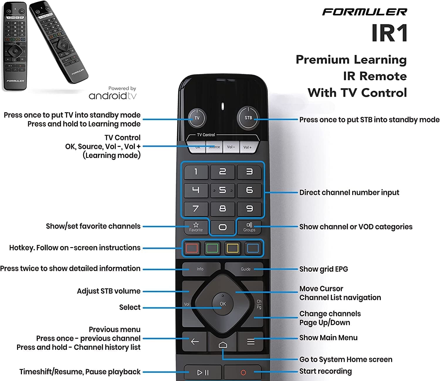 Formuler Z10 Android 10 Dual Band 5G LAN 2GB Ram 8GB ROM 4K + Extra Air Remote Keyboard Backlit + Extra Magnetic Car Mount