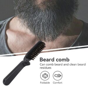 Foldable Beard Brush, Waterproof Soft Bristles Beard Styling Comb Men Mustache Grooming Brush for Household Outdoor Travel