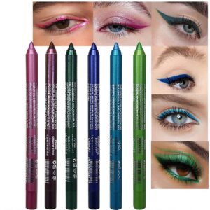 amy's diary 6pcs blue colored glitter eyeliner pencil set, dark light blue green purple red pink