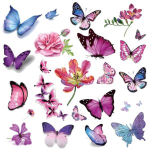 Cerlaza 3D Butterfly Tattoos Temporary, 120 Styles Butterfly Tattoos Stickers for Women and Girls, Realistic Semi Permanent Fake Tattoos for Adults, Butterfly Party Decorations