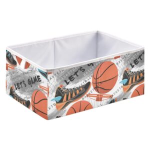 Emelivor Basketball Creative Design Cube Storage Bin Collapsible Storage Bins Waterproof Toy Basket for Cube Organizer Bins for Nursery Kids Closet Shelf Playroom Office Book - 11.02x11.02x11.02 IN