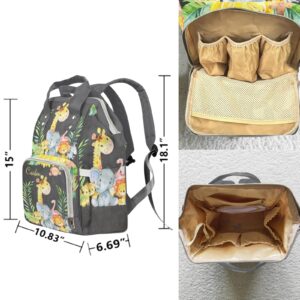 Jungle Animals Cute Personalized Diaper Backpack with Name,Custom Travel DayPack for Nappy Mommy Nursing Baby Bag One Size Design8