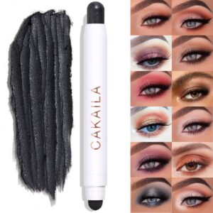 LOKFAR Cream Eye-Shadow Stick, Waterproof Cream Eyeshadow Pen Rotatable Creamy Eye Shadow Pencil Crayon, Matte and Shimmer Eyeshadow Makeup Stick with Sponge Smudger (11# Smoky Gray-black)