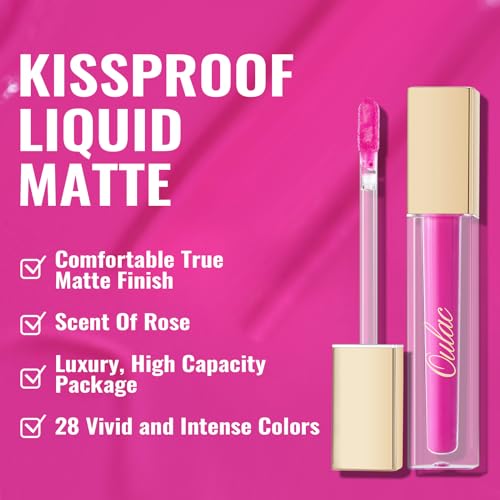 Oulac Matte Barbie Pink Lipstick for Women, Liquid Long Lasting Lip Stick Waterproof, Smudge-Proof, Creamy High Pigmented Formula with Rose Oil, Vegan & Cruelty-Free,Pink M06