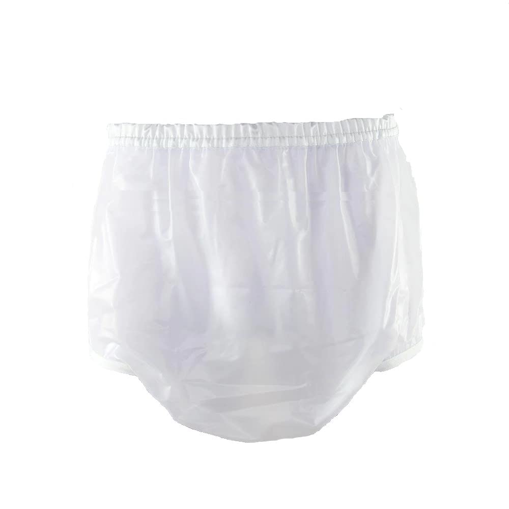 KINS Tuffy Adult Incontinence Plastic Pants Diaper Covers with 1" Waistband White (X-Large)