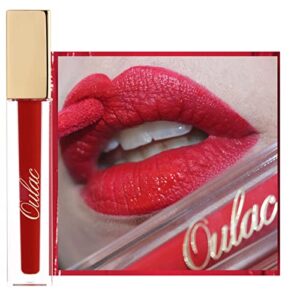 oulac red matte lipstick for women, classic red lip stain long lasting waterproof, no transfer, creamy high pigmented formula with rose oil, vegan & cruelty-free, classic red m02