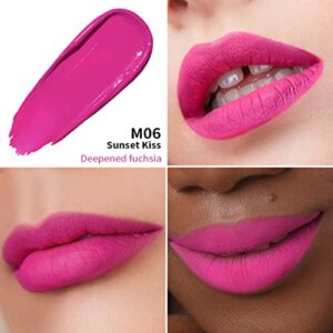 Oulac Matte Barbie Pink Lipstick for Women, Liquid Long Lasting Lip Stick Waterproof, Smudge-Proof, Creamy High Pigmented Formula with Rose Oil, Vegan & Cruelty-Free,Pink M06